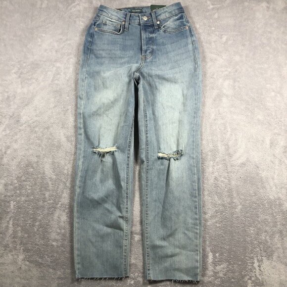 Wild Fable Jeans Womens Sz 0 Light Wash Super High Rise Slim Straight Distressed - Picture 1 of 14